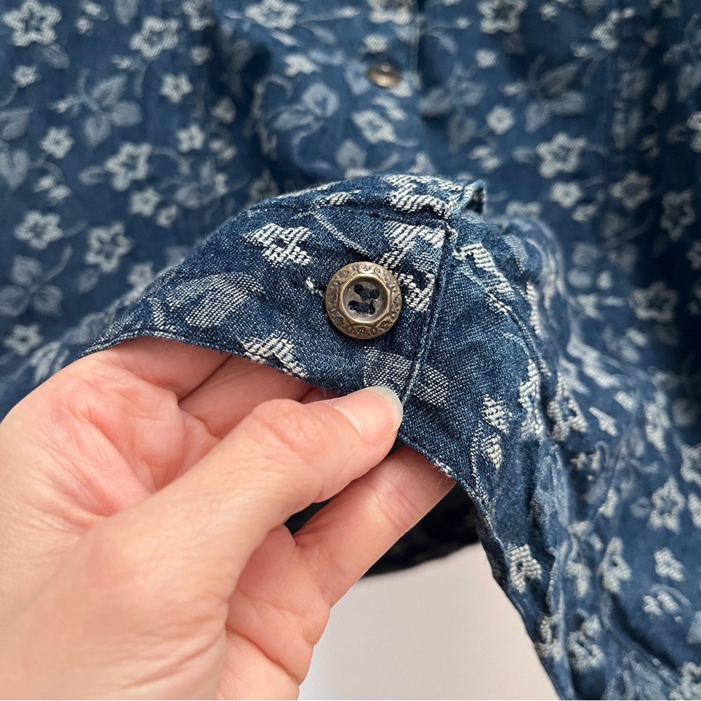 Vintage Cottage Cove floral denim jacket XL blue cottagecore grandmacore shacket - Picture 3 of 8